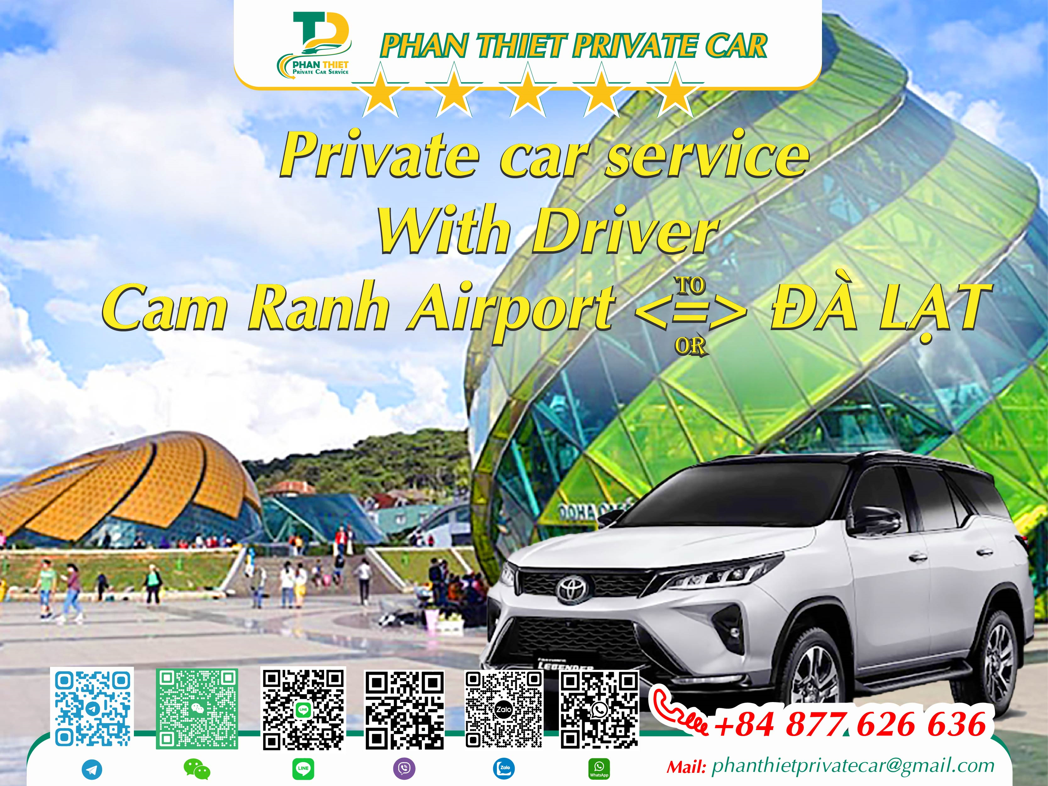 Car rental Cam Ranh <=> Da Lat (private car with driver)